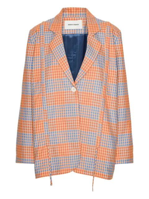 Henrik Vibskov checked single-breasted jacket Orange AW25KEYF608