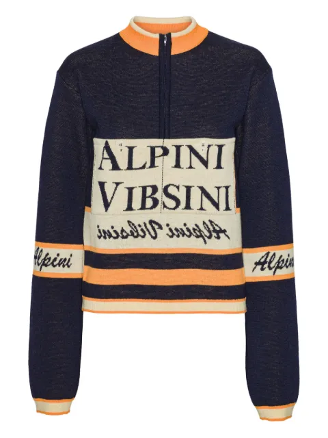 Henrik Vibskov striped half-zip sweater Blue AW25KEYF707