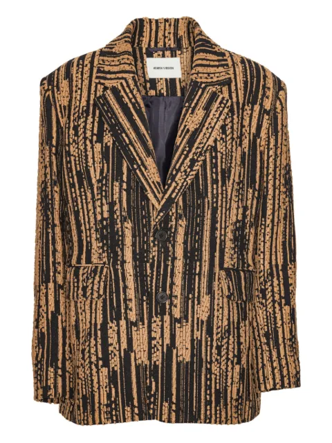 Henrik Vibskov buttoned striped jacket Brown AW25KEYF614