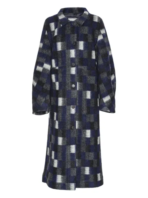 Henrik Vibskov single-breasted brushed coat Blue AW25KEYF606