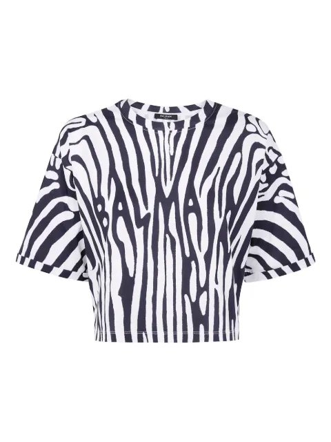 Balmain zebra-print cropped t-shirt White FF0EE140GF19