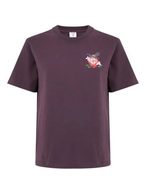 Casablanca floral-embroidered T-shirt Purple WAW25JTS04