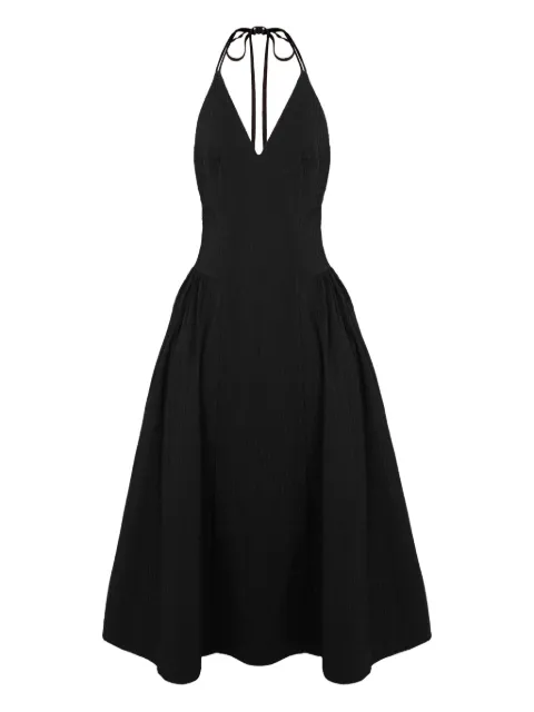 RXQUETTE halter-neck pleated dress Black RS25ECLMDR