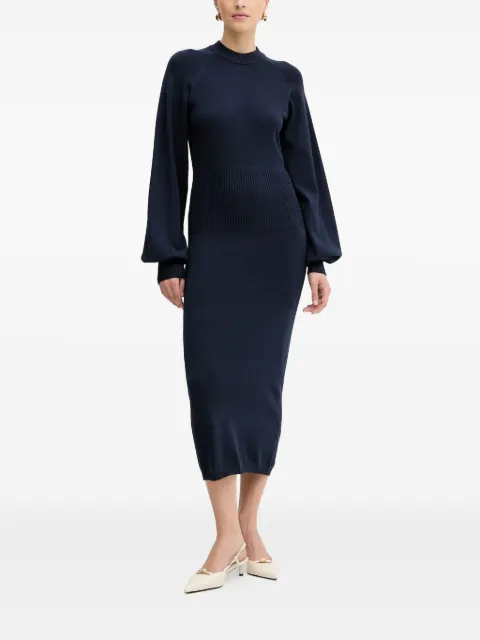 Silvian Heach balloon-sleeve ribbed midi dress Blue GPA25257VE