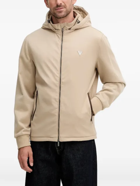 GUESS USA hooded logo-patch jacket Neutrals M4YL27WEDJ0