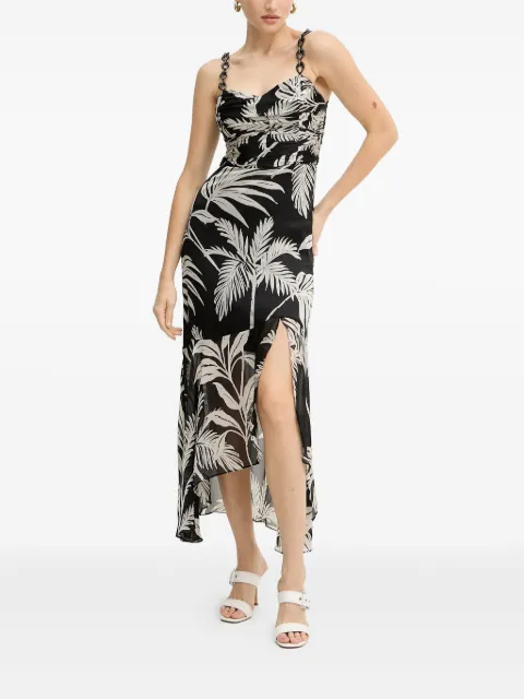 GUESS USA chain-strap floral-pattern midi dress Black W5YK64WCWF2