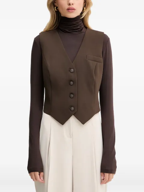 GUESS USA button chest-pocket vest Brown W5YH55WGHC2