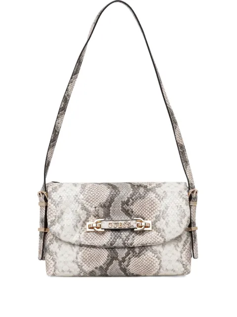 GUESS USA snakeskin-effect chain satchel bag Grey HWKG9644190
