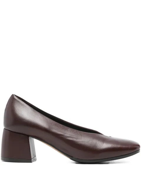 lorena paggi block-heel leather pumps Brown 52651