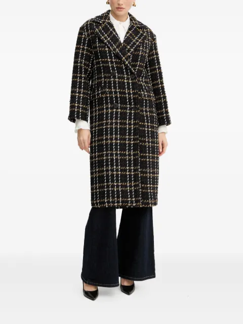 Silvian Heach check double-breasted coat Black GPA25197CP