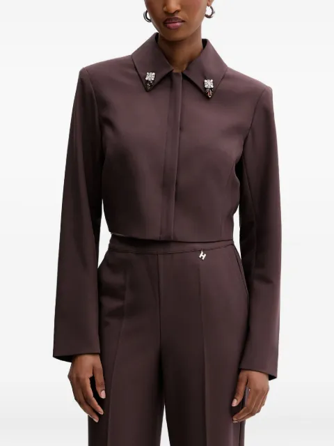 Silvian Heach embellished-collar jacket Brown GPA25035GC