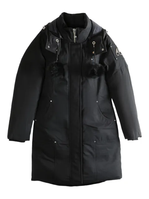 Moose Knuckles fur pompom hooded coat Black M35LP203S