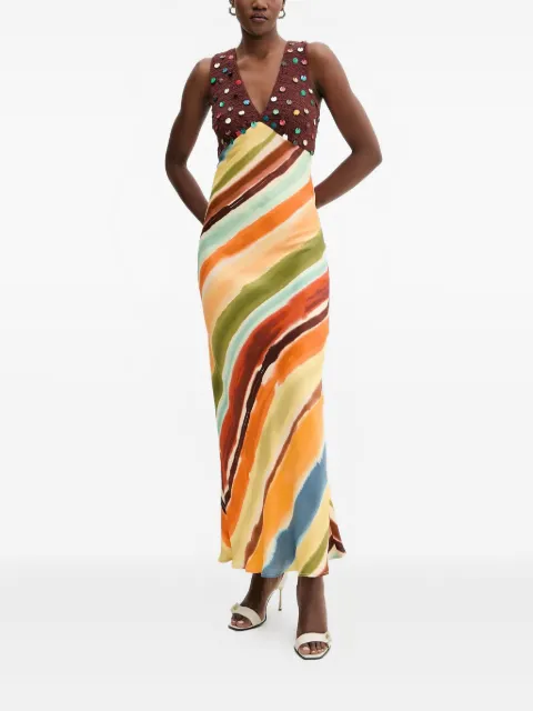 NEVER FULLY DRESSED V-neck embellished maxi dress Orange NFDDR2267