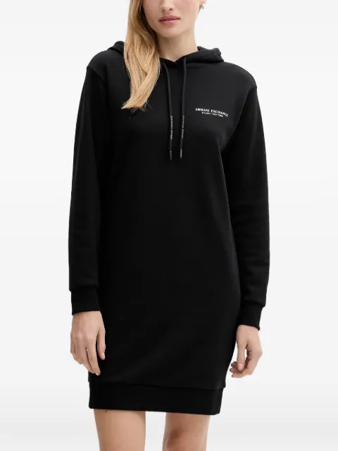 Armani Exchange drawstring hooded mini dress Black XW001453AF10830