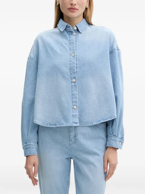 Armani Exchange collared cropped top Blue XW001340AF14494