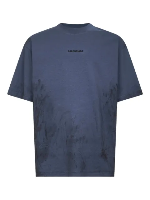 Balenciaga logo-print cotton T-shirt Blue 764235TTVF9