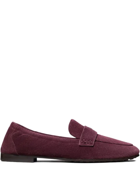 Tory Burch logo-plaque suede loafers Red 175392