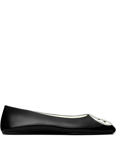 Tory Burch Reva logo-plaque ballet flats Black 173536