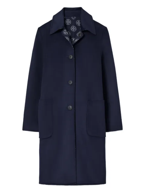 Tory Burch monogram jacquard wool coat Blue 176455