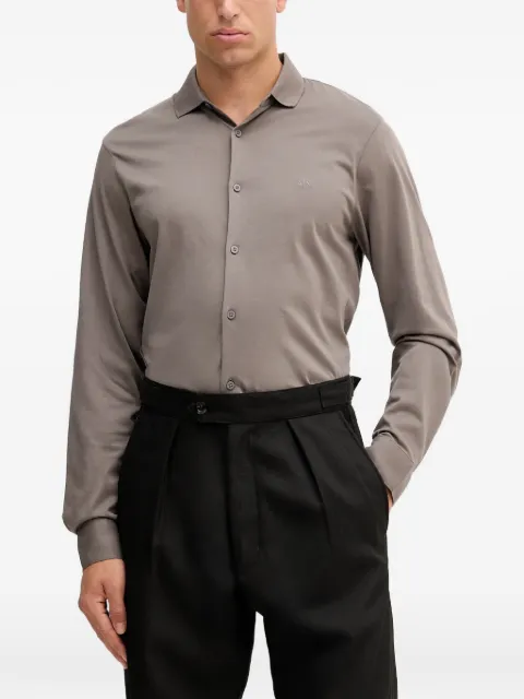 Armani Exchange logo-embroidered shirt Grey XM001370AF10364