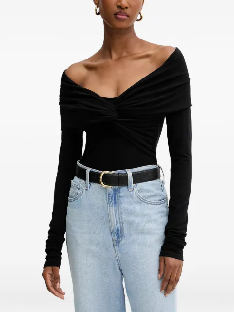 La Mania twisted draped top Black FOLD