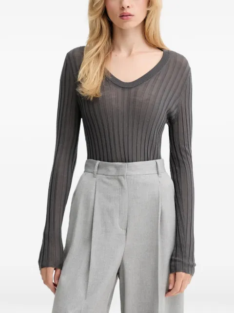 IRO Hattie ribbed V-neck sweater Grey WP12HATTIE