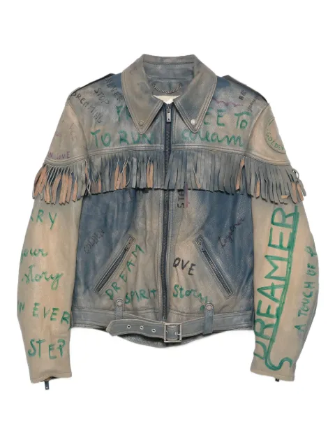 Golden Goose fringed leather jacket Blue GWP02369P002164