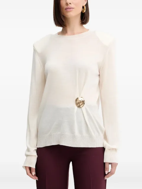 SIMONA CORSELLINI appliqué-detail top Neutrals A25CPMGE0301