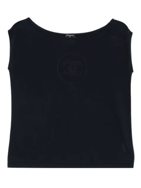 CHANEL Pre-Owned 2007 cotton top Blue CH600VC