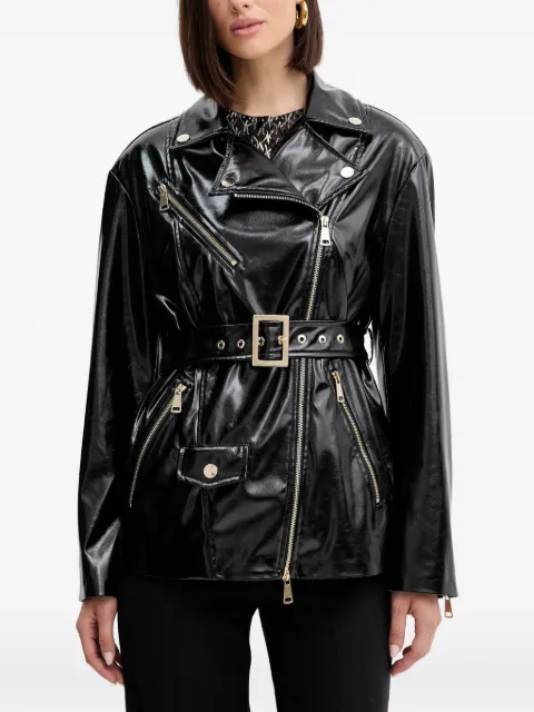 SIMONA CORSELLINI belted zip-up jacket Black A25CPGB00201