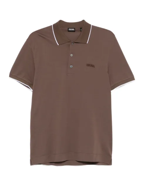 Zegna embroidered-logo polo shirt Brown RUG358A2G746