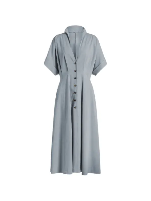 Alberta Ferretti buttoned V-neck dress Blue AEF261U04381636