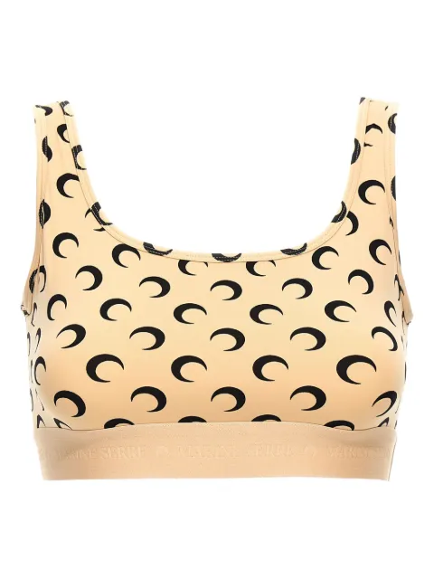 Marine Serre crescent moon-print sport bra Neutrals WUW055BCJER0001TA10
