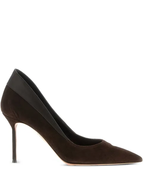 Aquazzura 85mm suede leather pumps Brown GTOMIDP0SAA