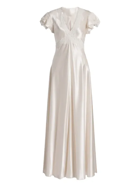 Alberta Ferretti lace-trim maxi dress Neutrals AEF261U04221627
