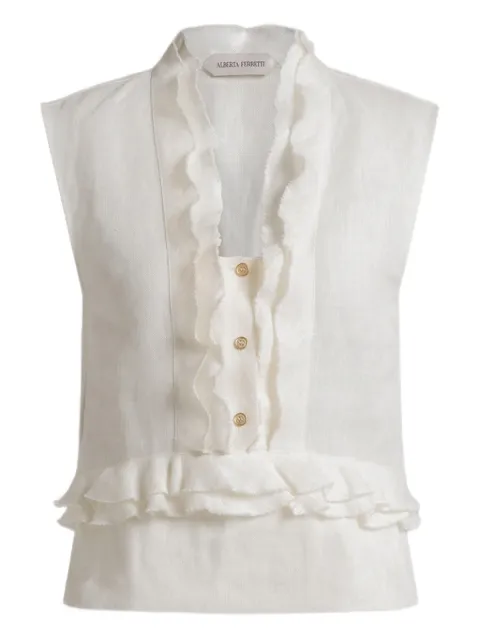 Alberta Ferretti ruffled buttoned blouse White AEF261U08061652