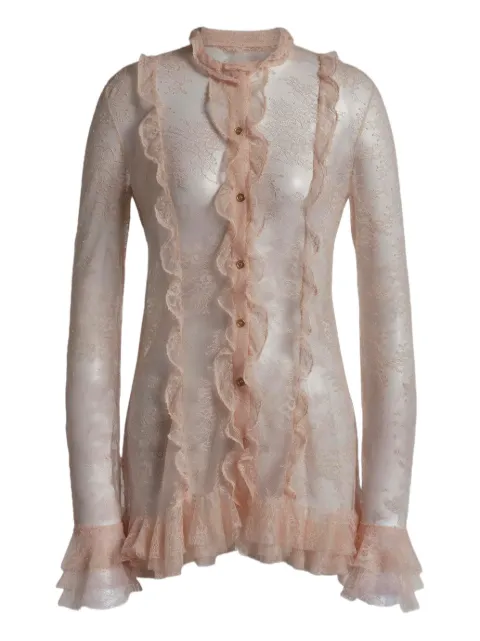 Alberta Ferretti ruffled lace blouse Neutrals AEF261U02291648