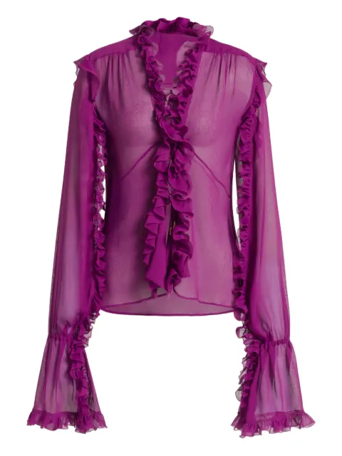 Alberta Ferretti ruffled silk blouse Purple AEF261U02111617