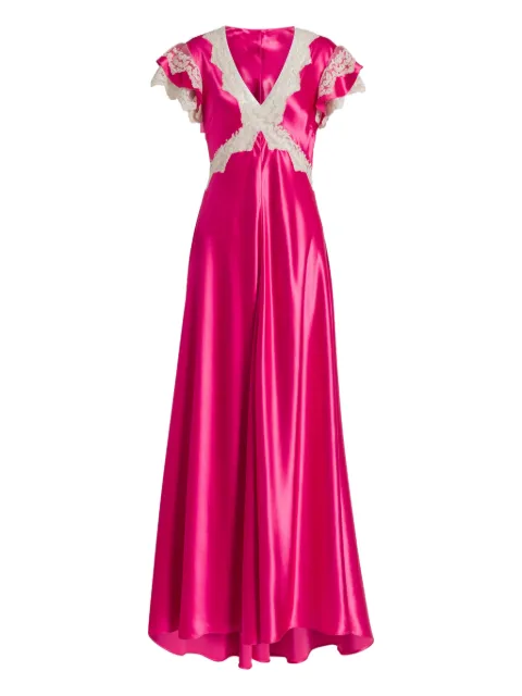 Alberta Ferretti lace-trim maxi dress Pink AEF261U04221627