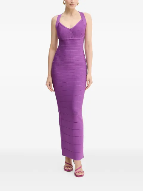 Hervé Léger Sutton V-neck maxi dress Purple HLT8497963