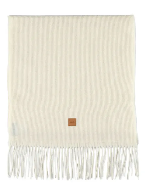 A.P.C. ribbed fringed scarf Neutrals M15226WVBEI