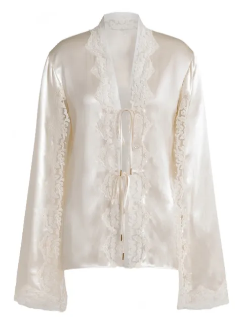 Alberta Ferretti lace V-neck blouse White AEF261U02131627