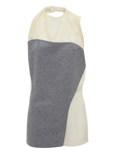 Victoria Beckham draped panel silk top Grey 1425WTP006818A