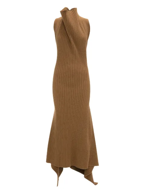 Victoria Beckham ribbed draped midi dress Neutrals 1425KDR006811A