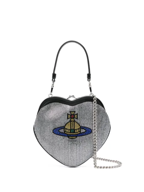 Vivienne Westwood heart-shaped crystal-embellished clutch bag Silver 4B010013WPT000Q