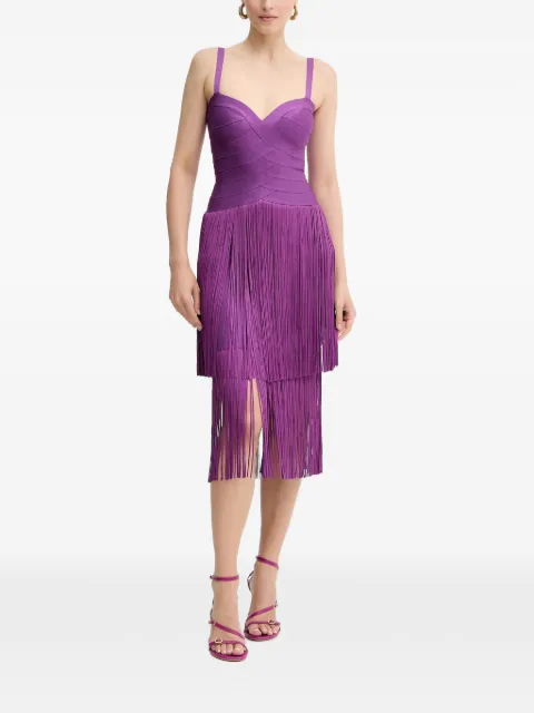 Hervé Léger Georgia fringed midi dress Purple FRI8525605