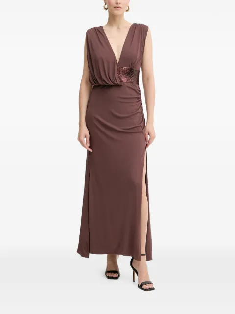 Hervé Léger Lucille sequin V-neck maxi dress Brown SEJ8524861