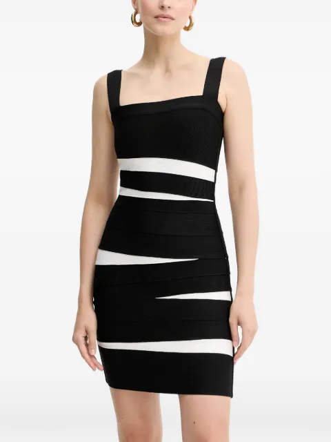 Hervé Léger Eve square-neck striped mini dress Black HLT8524993