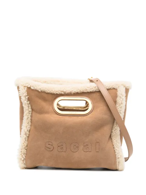 sacai small shearling tote bag Neutrals S15601