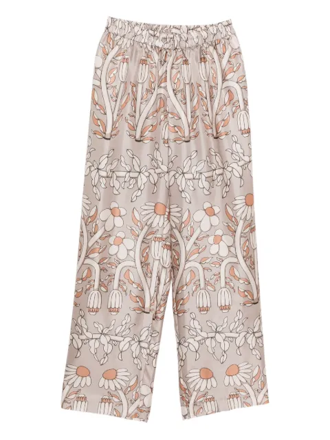 Biyan floral-print silk trousers Neutrals PBFW25011